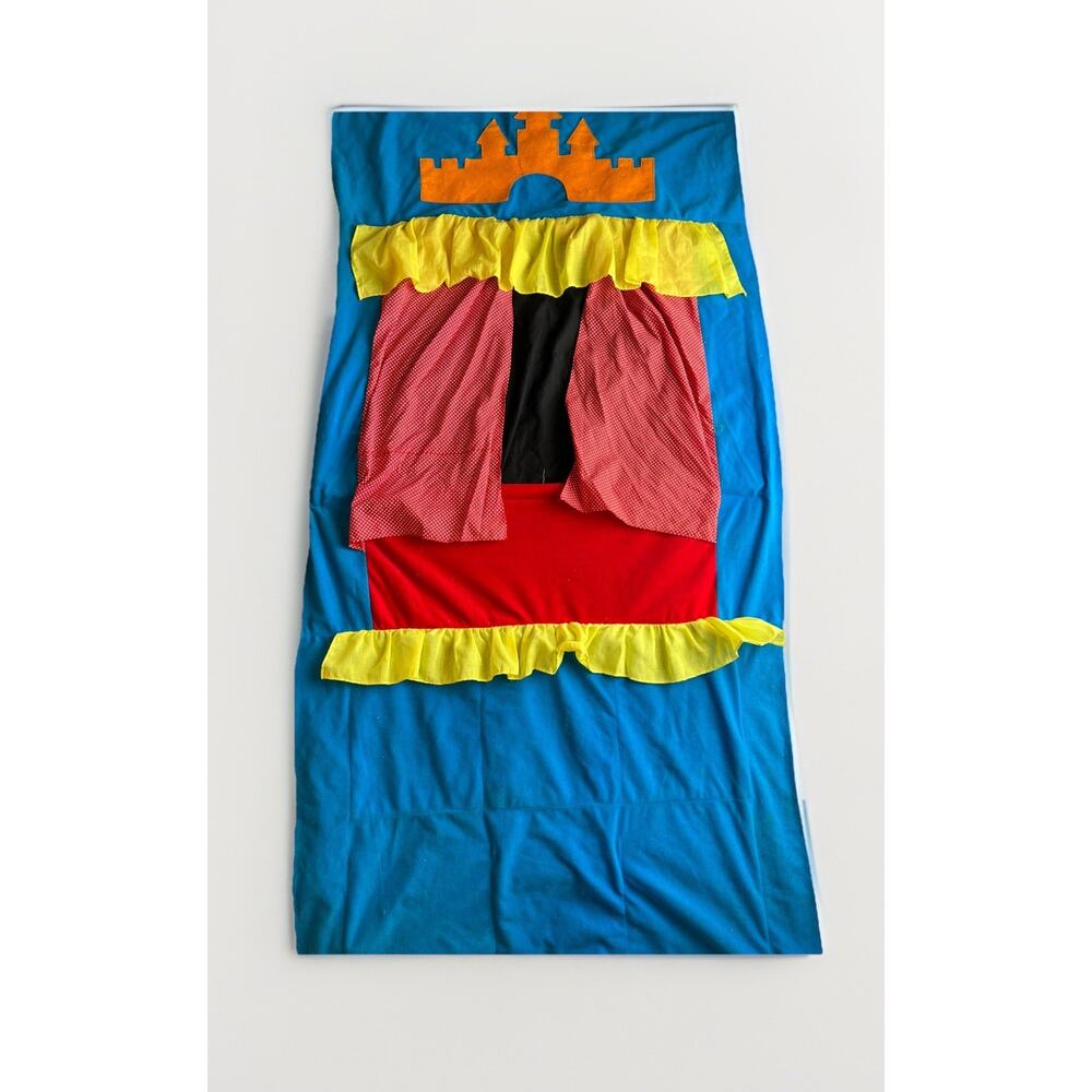 Puppet Theater Stage Show Curtain w/ 9 Hand Puppets Doorway Rod Pocket Castle